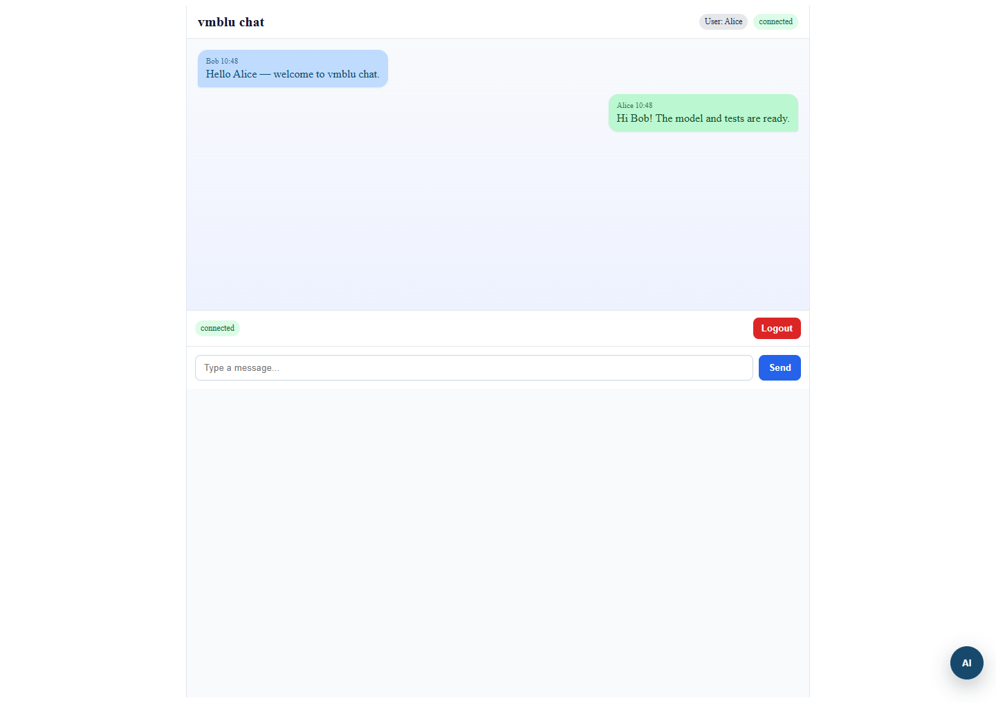 running chat with two users