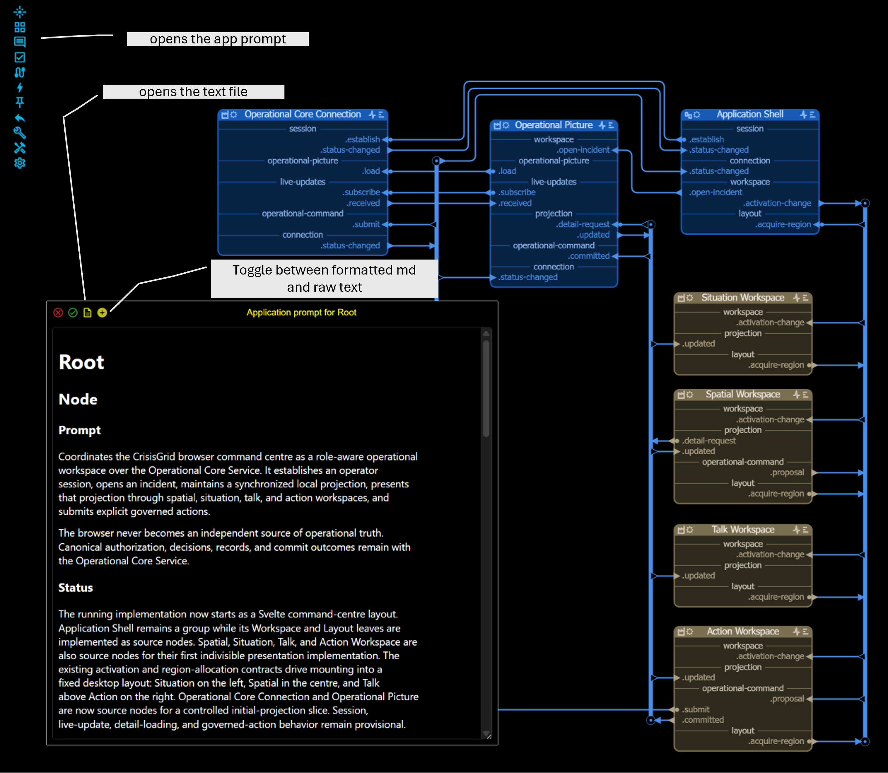 Application prompt editor opened from the main toolbar
