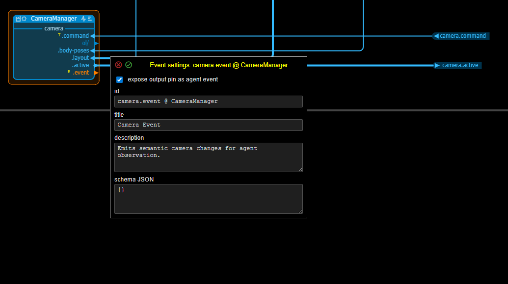 output pin event settings